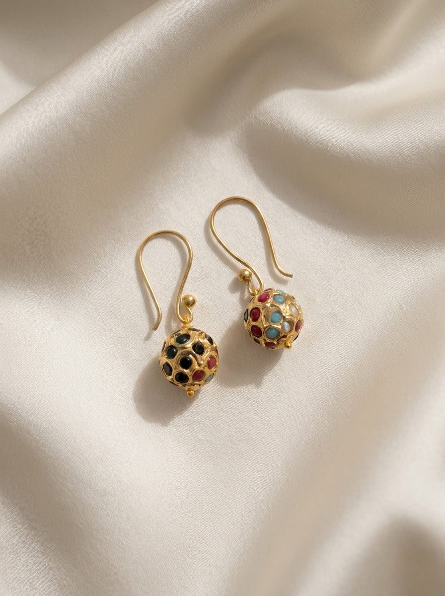 Gilded Mosaic Drops — handmade gold-tone metal jewelry by Sima & Sid