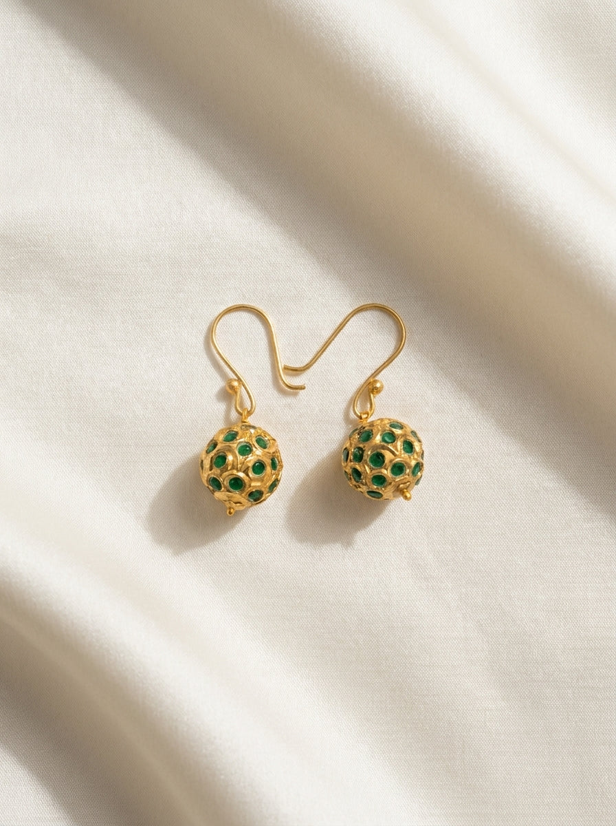 Emerald Filigree Drops — handmade gold-tone filigree jewelry by Sima & Sid