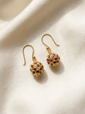 Crimson Honeycomb Drops — handmade gold-tone metal beads jewelry by Sima & Sid