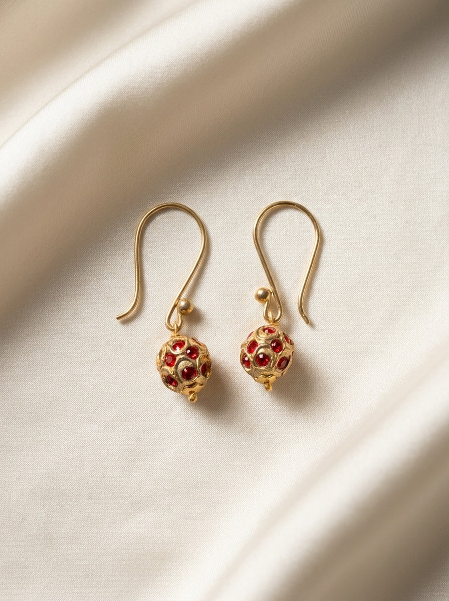 Crimson Bazaar Drops — handmade antiqued gold-tone metal jewelry by Sima & Sid