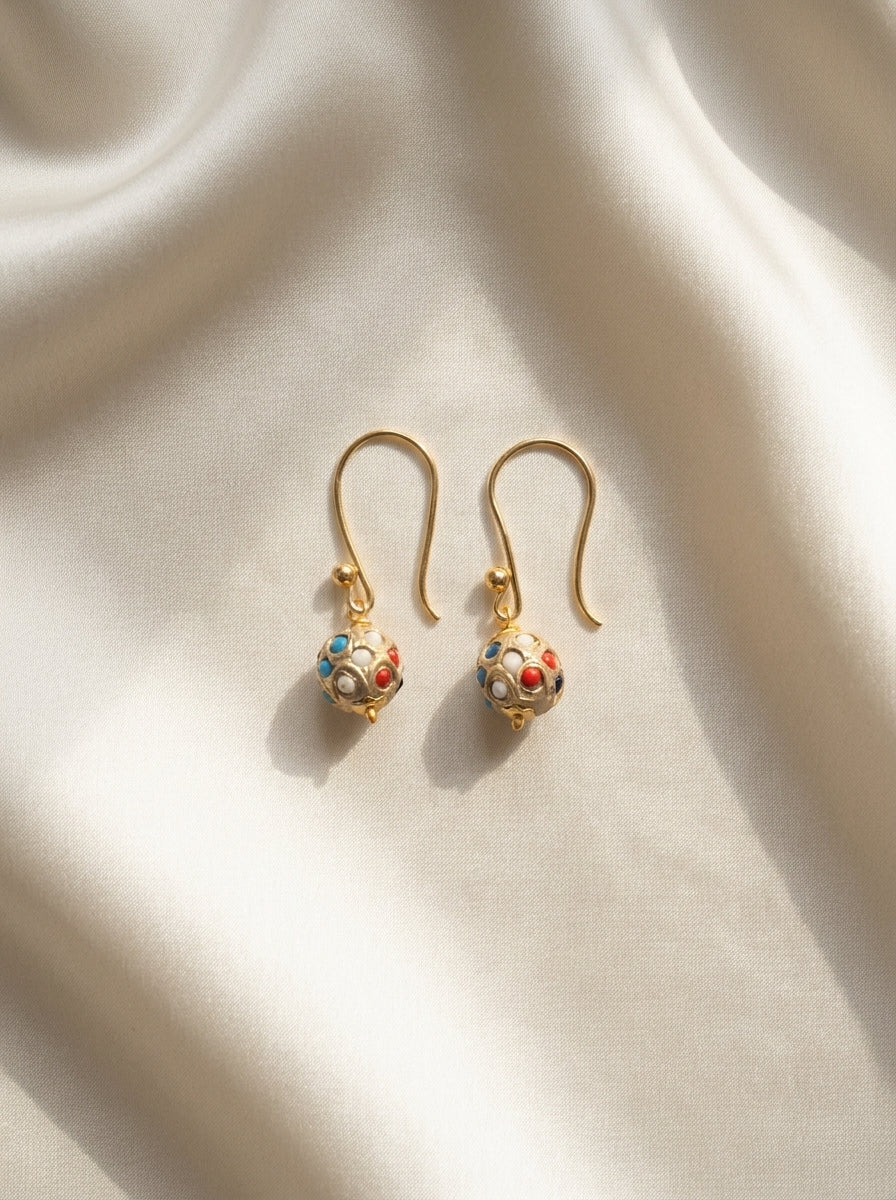 Gilded Carnival Drops — handmade gold-tone metal beads jewelry by Sima & Sid