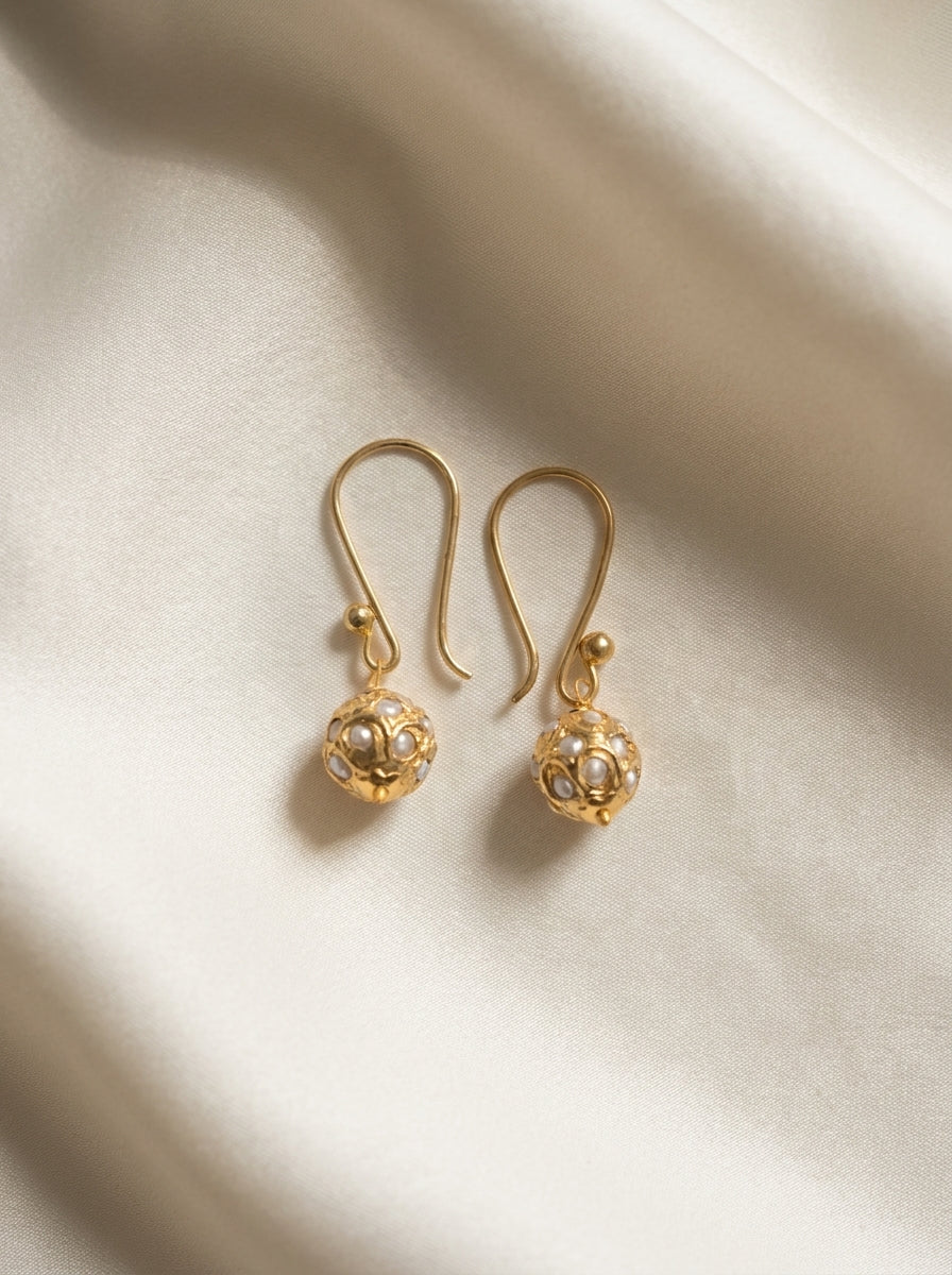 Pearl Filigree Drops — handmade pearl-like beads jewelry by Sima & Sid