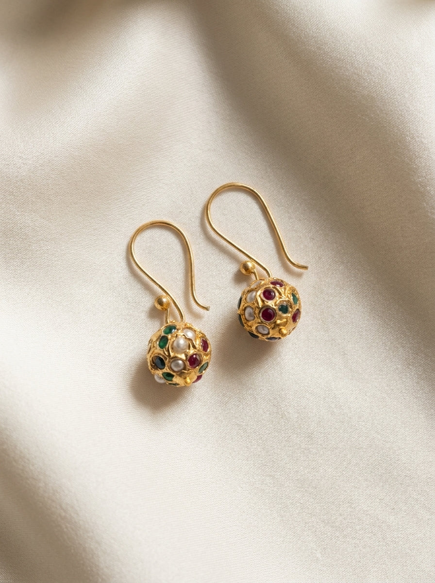 Jewel Mosaic Drops — handmade gold-tone metal jewelry by Sima & Sid