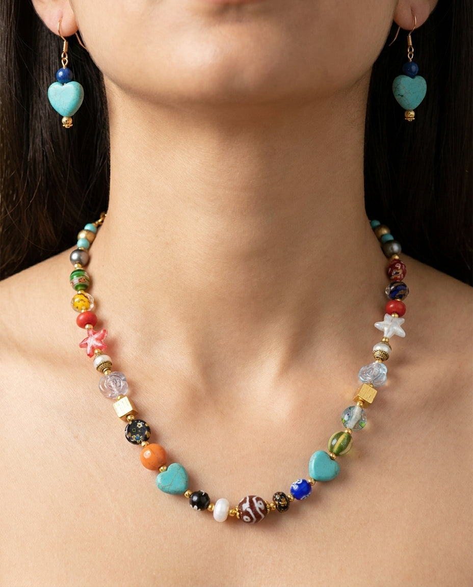 Carnival Heart Necklace & Earring Set