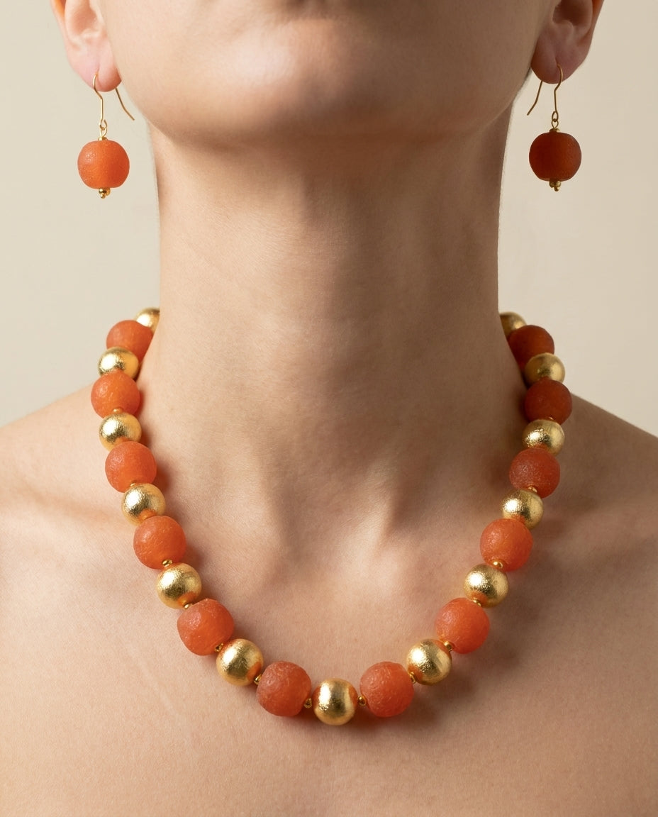 Carnelian Sun Necklace Earrings