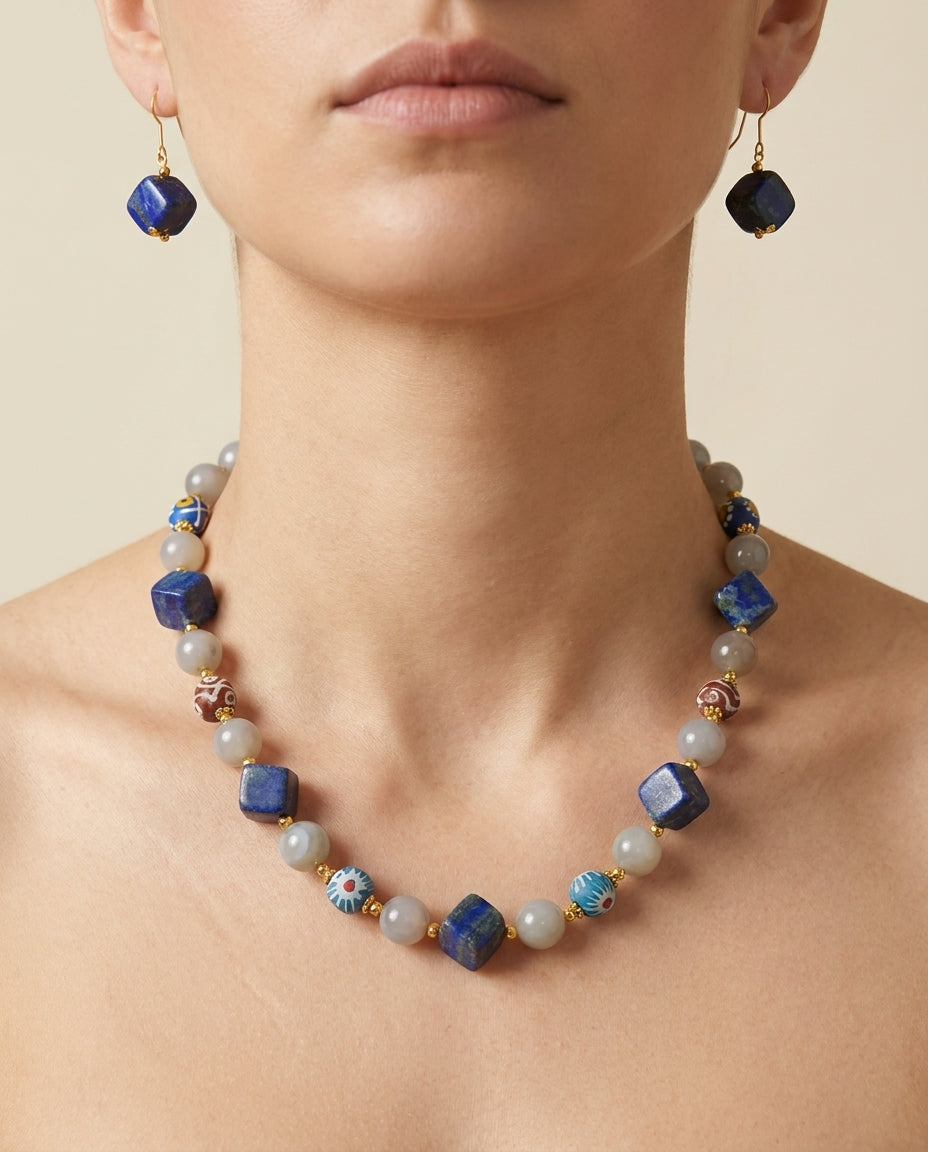 Azure Scroll Necklace Set