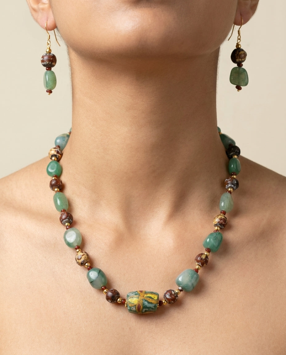 Aventurine Garden Necklace & Earring Set