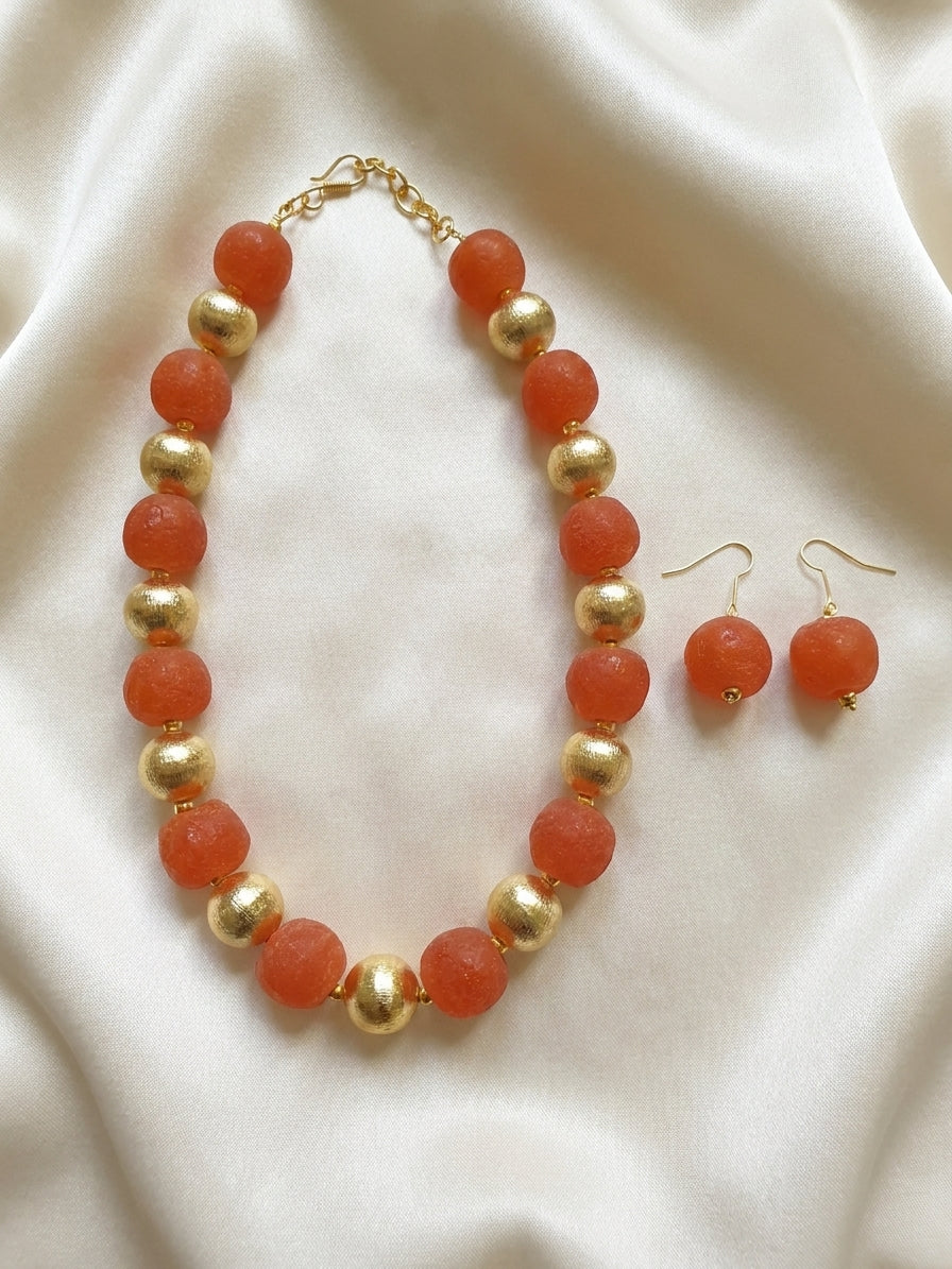 Carnelian Sun Necklace Earrings