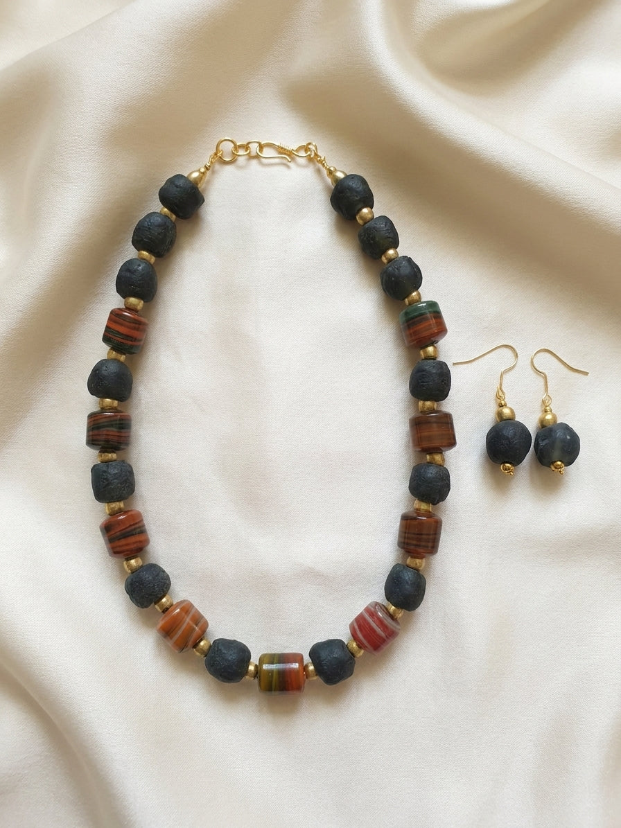Forest Amber Necklace Earring Set