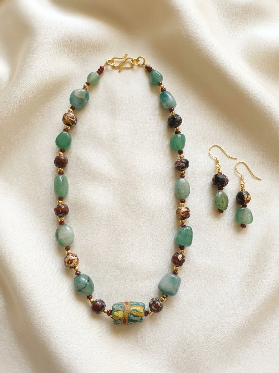 Aventurine Garden Necklace & Earring Set