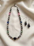 Gunmetal Kaleidoscope Set — handmade silver-grey faux pearls jewelry by Sima & Sid