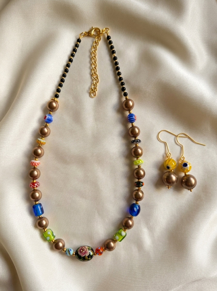 Bronze Kaleidoscope Set — handmade lampwork glass beads jewelry by Sima & Sid