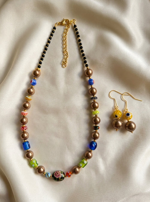 Bronze Kaleidoscope Set — handmade lampwork glass beads jewelry by Sima & Sid