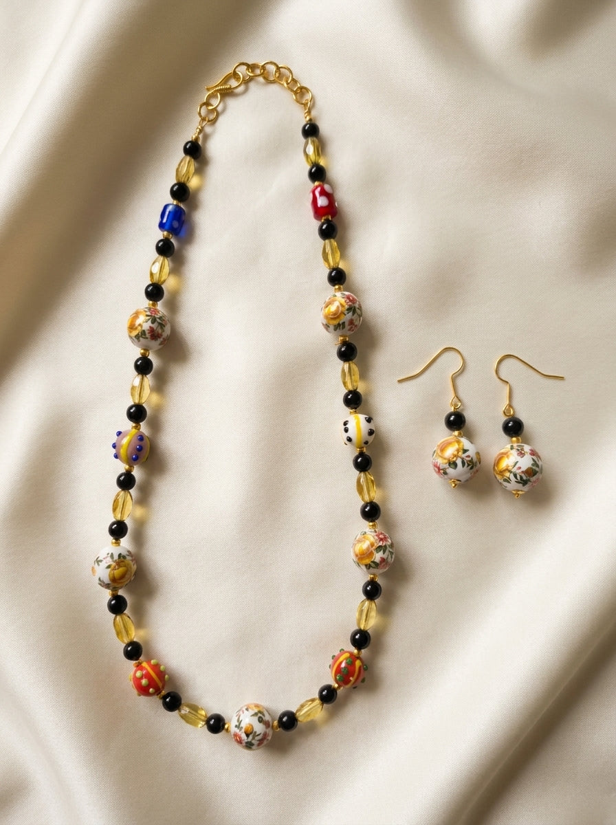 Ceramic Kaleidoscope Set — handmade floral ceramic beads jewelry by Sima & Sid