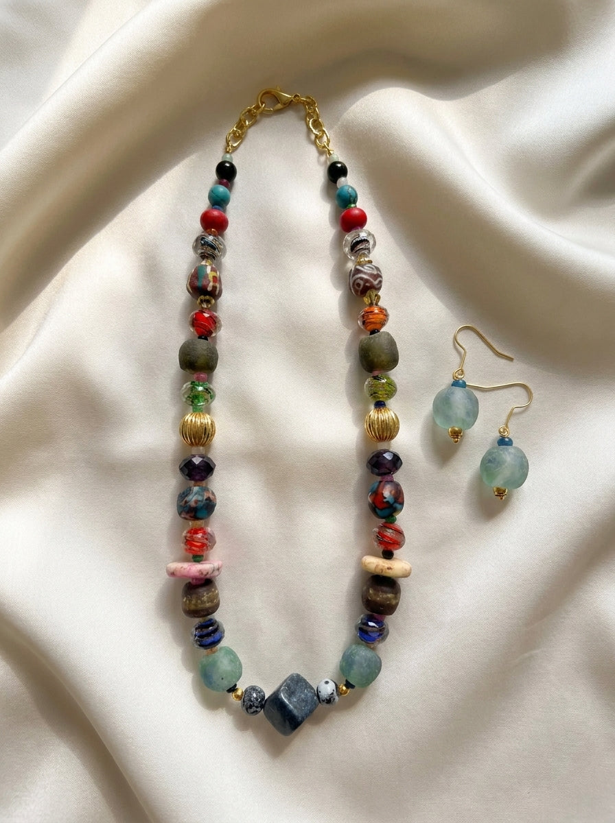 Lagoon Pavilion Set — handmade lampwork glass jewelry by Sima & Sid