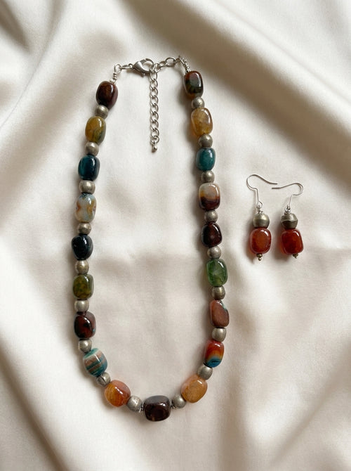 Agate Medley Set — handmade mixed-color stone nuggets jewelry by Sima & Sid