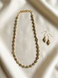 Sage Pavilion Set — handmade sage green stones jewelry by Sima & Sid