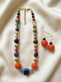 Persimmon Bazaar Set — handmade matte orange resin jewelry by Sima & Sid