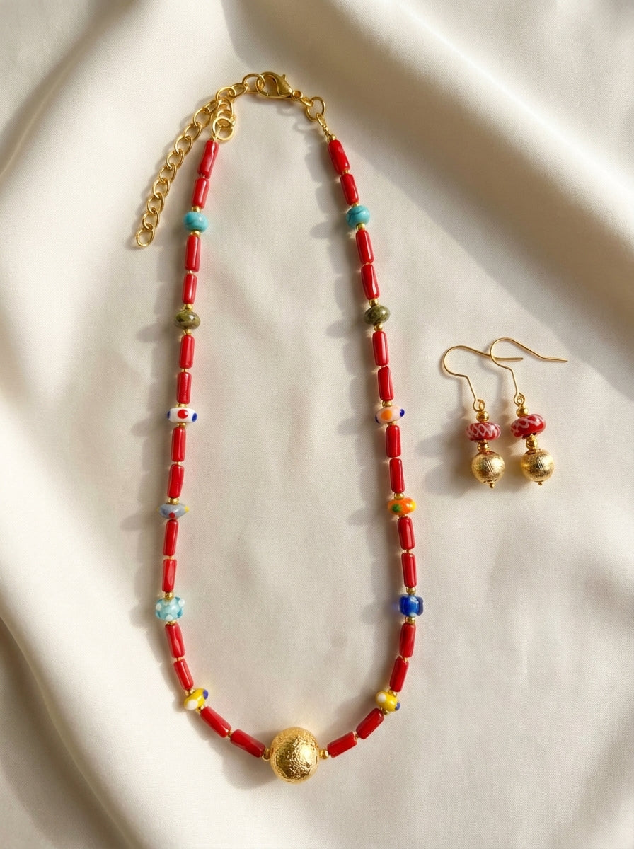 Cherry Bazaar Set — handmade cherry red glass jewelry by Sima & Sid