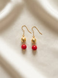 Crimson Reverie Drops — handmade cherry red stone beads jewelry by Sima & Sid