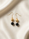 Gilded Noir Drops — handmade gold-tone metal beads jewelry by Sima & Sid
