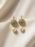 Pearl Pavilion Drops — handmade turquoise-toned stones jewelry by Sima & Sid