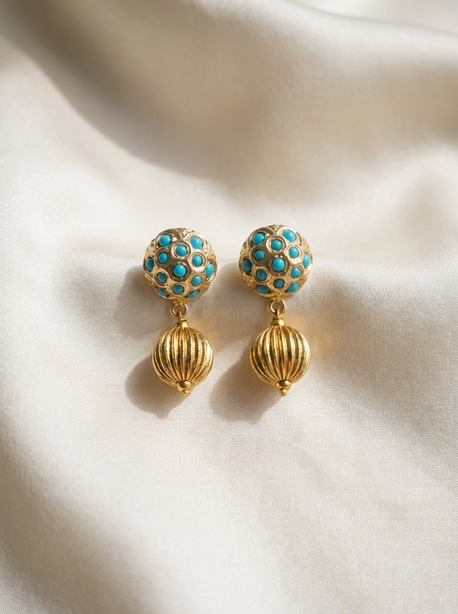 Gilded Lantern Drops — handmade gold-tone metal beads jewelry by Sima & Sid