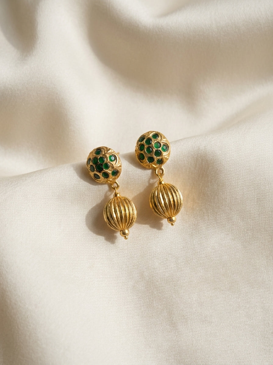 Gilded Majlis Drops — handmade gold-tone melon beads jewelry by Sima & Sid