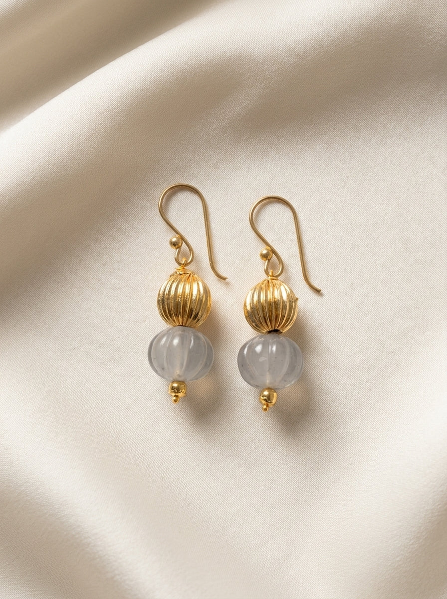 Smoke Pavilion Drops — handmade translucent grey glass jewelry by Sima & Sid