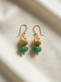 Emerald Lantern Drops — handmade gold-tone metal beads jewelry by Sima & Sid